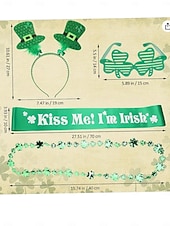  女性用聖パトリックデー グリーンアクセサリーセット - 「キス・ミー・アイム・アイリッシュ」ヘッドバンド、ストッキング、ネックレス &お祝い事にもっと