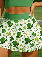  Sf. Patrick Pentru femei Trifoi Fustă casuală Fustă de tenis Stl Imprimare Protecție UV Elastic Tenis Pickleball Alergat Pantaloni Verde Îmbrăcăminte de tenis