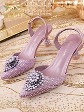 Women's Green Rhinestone Slingback Heels, Elegant Pointed-Toe Dress Shoes for St. Patrick's Day Party