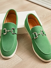  mocassini da uomo con fibbia verde: design elegante e comodo, ideali per il giorno di San Patrizio, abbigliamento casual e comfort quotidiano