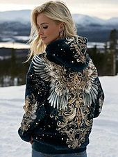 economico Tops Boho-Per donna Felpa con cappuccio Grafico Animale Tinta a nodi Elegante Punk Vintage Manica Lunga Con Cappuccio Top Regolari Casuale Casa Streetwear Blu Nero Blu marino Primavera Autunno Inverno