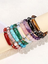 abordables Fête de la Saint-Patrick-Bracelet pour homme en pierre naturelle, perles multicolores avec détails raffinés, idéal pour la Saint-Patrick et au quotidien, élégant et unique.