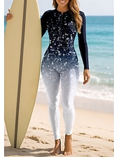 preiswerte One Pieces Rash Guards-Damen Standard Anti UV Shirt Ganzkörper-Bademode Diveskin-Anzug Farbverlauf Frontreißverschluss UPF50+ Schnelltrocknend Hohe Elastizität Langarm Bademode Surfen Kanufahren Tauchen Sommer