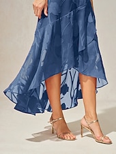  Mujer Vestido maxi Vestido de raso Elegante Floral Sin Mangas Escote en U Wedgewood