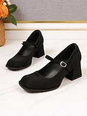  naisten elegantit vihreät mokkanahkaiset yksiremmilliset lohkokorkoiset avokkaat | mukavat neliökärkiset mary jane -korkokengät toimistoon ja jokapäiväiseen käyttöön