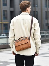 economico Borselli da uomo-borsa a tracolla da uomo in similpelle, multitasche, grande capacità, elegante tracolla, disponibile in più colori