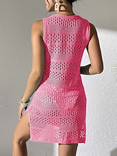 economico Abiti da spiaggia-Copertura costume da bagno da donna abito ritagliato abbigliamento da spiaggia monocromatico scollatura a V senza maniche