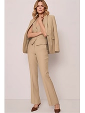 abordables Trajes de Mujer-Mujer Trajes de 3 piezas Coordinados Oficina Trabajo Formal Tejido elástico Elegante Vintage Sencillo Sin Mangas Manga Larga Muesca Cuello halter Recto 1 botón