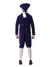 abordables Tenues-250e anniversaire des États-Unis Rococo Baroque Tenues Manches longues George Washington Epoque Coloniale Guerre d'indépendance américaine Déguisement Homme Carnaval Jour de l'indépendance 4 juillet