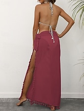 levne Zavinovací sukně-Dámské Plavky Šaty do vody Sukně Plavky Třásňový lem prázdniny Oblečení na pláž Pevná barva Bez rukávů Plavky