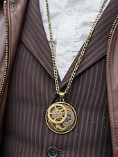 preiswerte Zubehör-Männern Steampunk Zahnrad Anhänger Halskette - Legierungs-Metallkostümschmuck in Gold- und Silber-Tönen - perfekt für Karneval Maskerade und Halloween