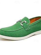  mocassini da uomo con fibbia verde: design elegante e comodo, ideali per il giorno di San Patrizio, abbigliamento casual e comfort quotidiano