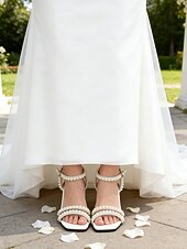 abordables mariée-talons compensés ornés de perles pour femmes – sandales de mariage élégantes à bout ouvert pour les mariées et les occasions formelles