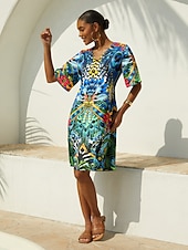 abordables Robes décontractées-robe mini en satin soyeux style jungle sauvage