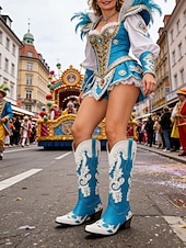 voordelige Damesschoenen-Dames Mardi Gras Rode Cowboylaarzen met Nieten - Festivalstijl Westernlaarzen Ideaal voor Carnaval Parades Kostuumfeesten Straat Festivals  Themed Vieringen