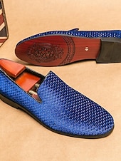 economico Scarpe da uomo-mocassini intrecciati verdi da uomo: scarpe slip-on alla moda con trama intrecciata, perfette per le feste di San Patrizio e le uscite informali