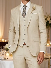 preiswerte Herren Klassische Blazer-Herren Blazer + Weste + Anzughose Blazer Geschäft Arbeit Hochzeit Mode Streetwear Herbst Winter Terylen Einfach 3 Teile Einreihig Blazer Schwarz Champagner Rosa Kaki