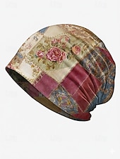 Недорогие Женские шляпы-Женская эластичная шапка-бини из хлопковой смеси в стиле «богем», с разноцветным узором, можно носить как утеплитель для шеи, идеально подходит для повседневной носки и активного отдыха