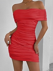 economico Vestito Semplice-Per donna Mini Abito Vestito da Festa Abito da Cocktail Tubino Moda Moderno Feste Cocktail party Vestibilità regolare Semplice Senza Maniche Senza Spalle Nero Bianco Giallo Rosso Estate