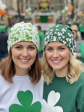 economico Accessori-berretto da donna per il giorno di San Patrizio, misto cotone e poliestere, vari modelli con trifogli e grafiche festive, perfetto per le feste e per l'uso quotidiano