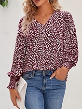economico Serbatoio Grafico-Per donna Maglietta Stampato Floreale Casual Manica Lunga Scollo a V Top Regolari Quotidiano Uscire Weekend Nero Rosa Vino Blu marino Verde Primavera Autunno