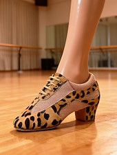 cheap Ballroom Shoes &amp; Modern Dance Shoes-Women's Zebra Print Lace-Up Professional Dance Shoes - Suede Sole Latin &amp; Ballroom Practice Heels, Breathable Design, Comfortable Training &amp; Performance Footwear for Women