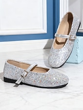 cheap Women's Flats-Women's Sparkly Mary Jane Flats - Sequin Glitter Ballet Shoes with Adjustable Strap, Comfortable Everyday Style for Casual Outfits- Walking &amp;Daily Wear