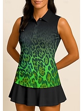 baratos Camisa Feminina-Mulheres Leopardo Gradiente Camisa Esportiva Camisa polo de caminhada Regata Camisa de tênis Sem Manga Floral Botões UPF50+ Resistente a UV Elasticidade Alta Pavio Humido Respirável Voleibal Tênis