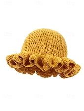 お買い得  アクセサリー-女性用クロシェラッフルバケットマルディグラハット – カーニバル、コスチュームパーティー、ボヘミアンシックスタイル用の多色レインボーニットフェスティバルキャップ