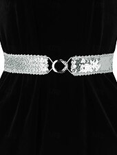 baratos Dia de São Patricio-Cinto feminino de lantejoulas, em poliéster elástico, disponível em várias cores, perfeito para o Dia de São Patrício, carnaval e uso diário.