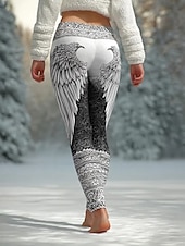 ieftine Imprimare viking-Pentru femei Jambiere Vacanță Epocă Stilul etnic Lungime totală Talie Înaltă Grafic Abstract Imprimare 3D Uscare rapidă Respirabilitate Απαλό Strech Zilnic Casă În aer liber Albastru piscină Negru Gri