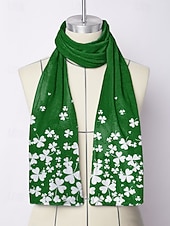  Bufanda de poliéster con tacto aterciopelado para mujer, ideal para el Día de San Patricio. Múltiples diseños. Ideal para celebraciones del Día de San Patricio.
