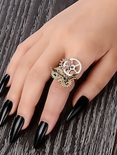 halpa Lisätarvikkeet-Naisten Mardi Gras steampunk antiikkiseosrataskäyttö ja kelloa käden sormus - monivärinen teollinen lisävaruste karnevaaleille ja pukeutumisjuhliin