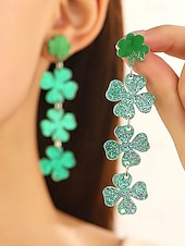 abordables Accessoires-Boucles d'oreilles trèfle en acrylique pour femmes, idéales pour la Saint-Patrick. Modèle léger à paillettes, plusieurs styles disponibles sur le thème du trèfle et de l'Irlande, parfaites pour les défilés, les fêtes, les événements et les célébrations.