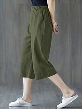 olcso Alapvető műbőr alsók-Női Capri nadrágok Műpamut ágynemű Nadrág Nyári nadrág Szabadság Alap Alkalmi Borjú-hossz Magas derék Sima Zseb Elasztikus derékpánt Mokaszinok Mekano Légáteresztő Nyúlós Tengerpart Szabadság Fekete