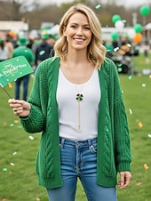 Недорогие День Святого Патрика-Женский кулон в виде зеленого клевера из сплава, трансформируемое ожерелье или брошь, идеально подходит для Дня Святого Патрика и для повседневной носки.