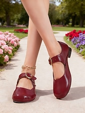 preiswerte Retro-Stil der 1950er Jahre-Mary-Jane-Ballerinas für Damen mit runder Spitze &amp;Verstellbare Schnalle – Vintage-inspirierte Alltagsschuhe für Spaziergänge, Arbeit und Alltagsoutfits