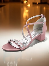 economico Madre della Sposa/Sposo-sandali da donna con tacco a blocco e strass color bordeaux - eleganti scarpe eleganti con cinturino alla caviglia per la mamma della sposa, matrimonio chic in città &amp;eventi serali formali