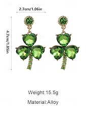  Pendientes de aleación para mujer con diseño de trébol de cristal verde, perfectos para el día de San Patricio y fiestas cotidianas, elegantes y festivos.