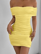economico Vestito Semplice-Per donna Mini Abito Vestito da Festa Abito da Cocktail Tubino Moda Moderno Feste Cocktail party Vestibilità regolare Semplice Senza Maniche Senza Spalle Nero Bianco Giallo Rosso Estate