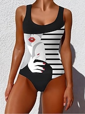 Χαμηλού Κόστους Ολόσωμα μαγιό-Γυναικείο Μαγιό Μονοκόμματο Αδυνάτισμα Ρυθμιστικά Σλιπ Έλεγχο Κοιλιάς Ψηλός Φερμουάρ Λεπτό Ανοιχτή Πλάτη Διακοπές Vintage Ombre Γραφικό U Λαιμός Αμάνικο Μαγιό