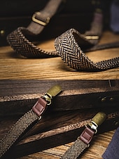 お買い得  アクセサリー-男性用ポリエステルサスペンダー、ヘリンボーンデザイン、ヴィンテージスタイル、ケルンカーニバルとコスチュームに最適