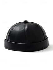 levne Pánské klobouky-Pánská čepice beanie z umělé kůže, stylový vintage design, dostupná v několika barvách pro běžné nošení i v zimě