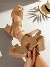 cheap Platform Sandals-Women's Chunky Platform Sandals – Comfortable High Block Heel Shoes for Summer City Vacations, Urban Walking and Resort Travel Wear