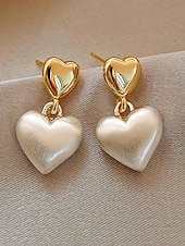 billige Valentinsdag-Dame Øredobber Dråpeøreringer Elfenben Imiterte perler Legering Elegant Mote Glitter Kjærlighetshjerte