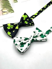 お買い得  アクセサリー-メンズポリエステル蝶ネクタイ、2色のクローバープリントデザイン、聖パトリックの日やカーニバルのお祝いに最適