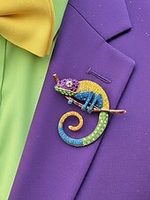 economico Accessori-Spilla in lega per uomo Chameleon disponibile in più colori perfetta per il carnevale e balli in maschera accessorio divertente e alla moda