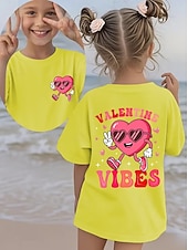 cheap Girl's 3D Playful Humor-Valentines Girls' 3D Heart Graphic T shirt Tee Short Sleeve 3D Print Summer Spring Sports Fashion Streetwear Kids 4-12 Years Crew Neck Casual Daily Outdoor Regular Fit