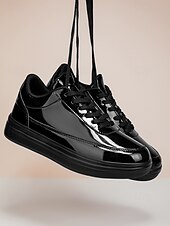 economico Sneakers Eleganti-sneakers slip-on nere da uomo con logo ricamato: eleganti scarpe in similpelle per gli invitati al matrimonio che cercano comfort e moda