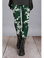  Women's Pants Trousers Leggings Cozy Leggings Streetwear Casual Full Length High Waist Floral Elastic Waist Print Breathability Comfortable Stretchy Vacation Street Daily Wear Red Blue Purple Orange